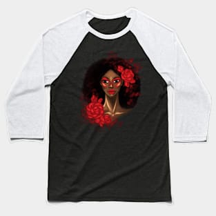 Black Girl Afro Roses Unapologetically Black Baseball T-Shirt